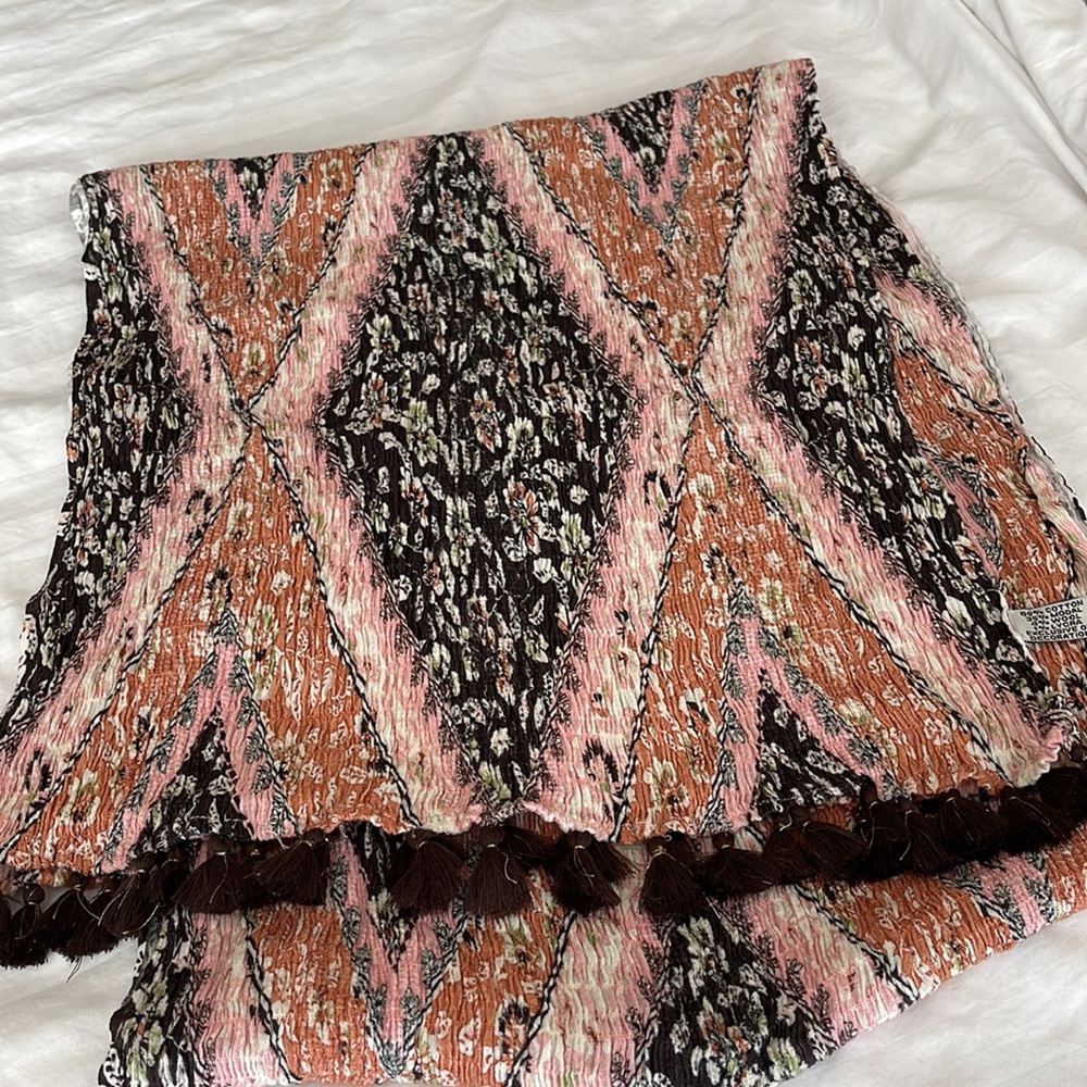 74” by 15” stretchy cotton blend shawl/scarf luxurious Indian inspired